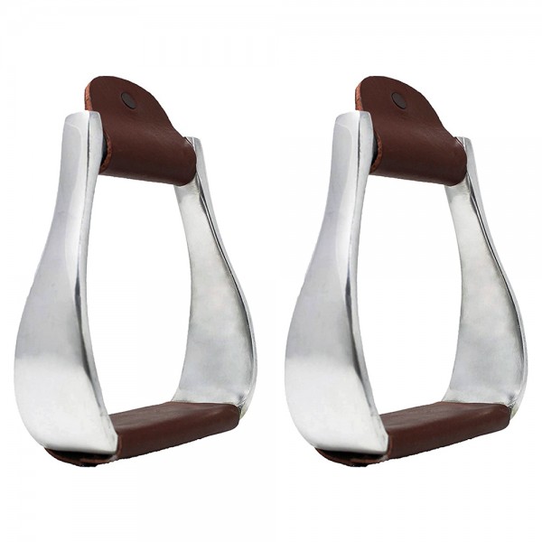 Aluminum Western Stirrups Leather Tread Tack Adult Brown 